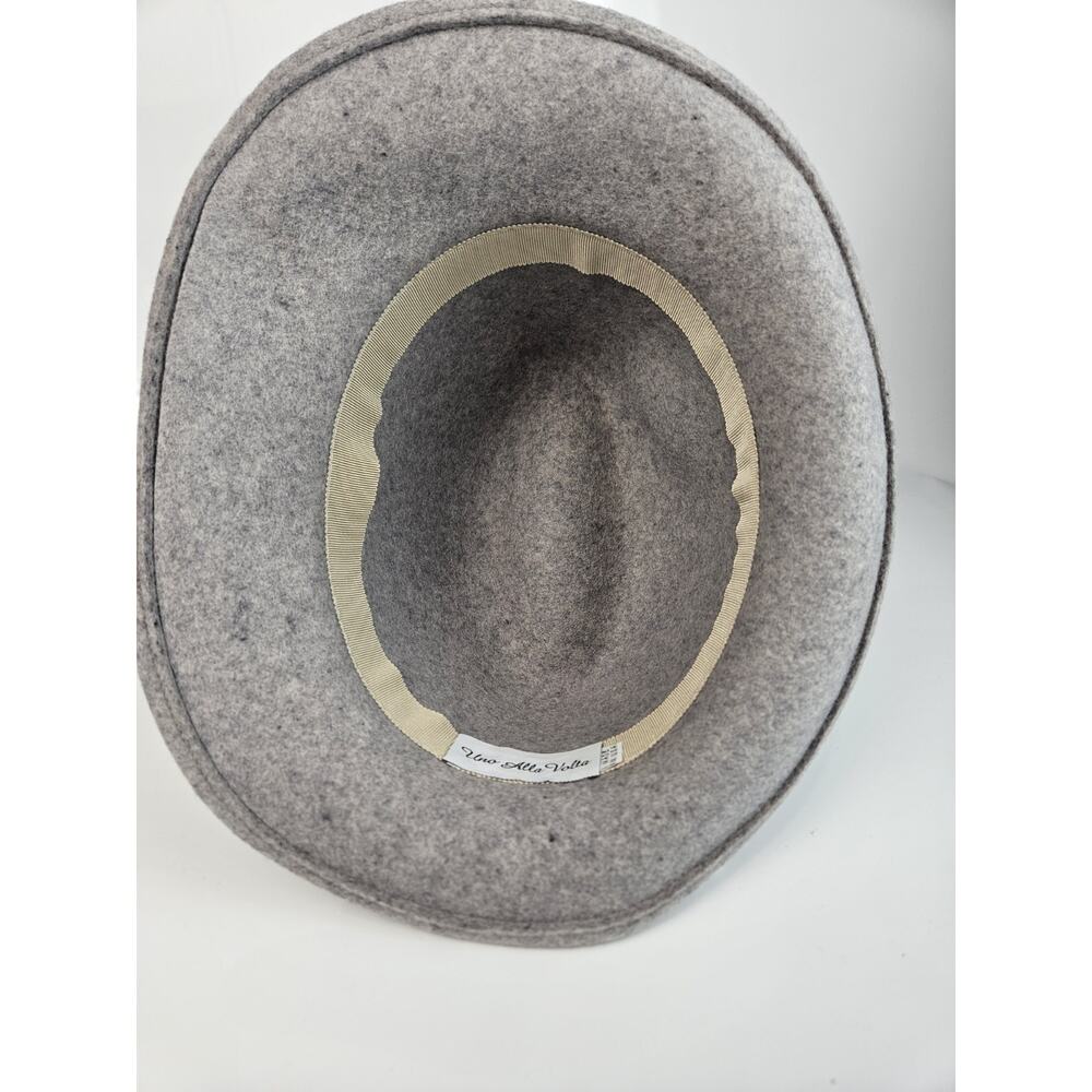 Uno Alla Volta Feather Grey Wool Felt Fedora Hat EUC Made in‎ USA - Picture 5 of 6
